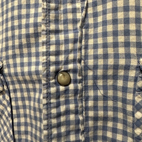 Jeffrey Max Long Sleeve Pearl Snap Buttons Shirt Gingham Light Blue Mens - Picture 7 of 9